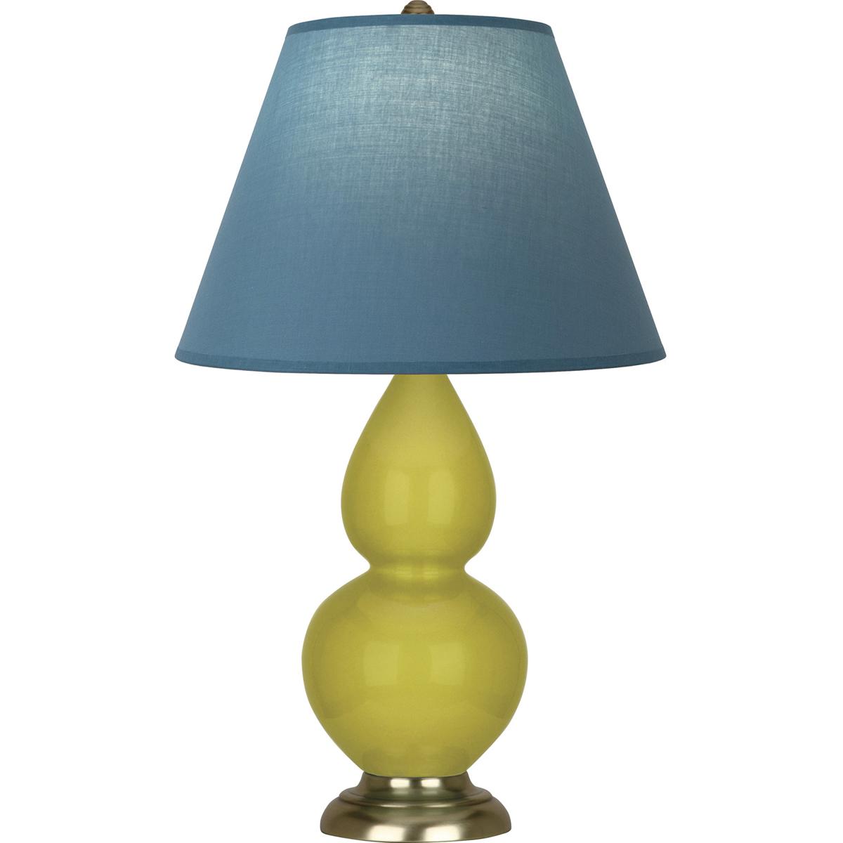 Robert Abbey CI10B Small Double Gourd 22.75 inch 150 watt Citron Glazed Ceramic with Antique Brass Accent Lamp Portable Light in Bright Blue with Gray