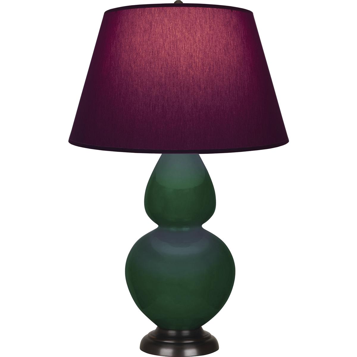 Robert Abbey JU21P Double Gourd 31 inch 150 watt Jungle Glazed Ceramic with Deep Patina Bronze Table Lamp Portable Light in Plum with Lavender