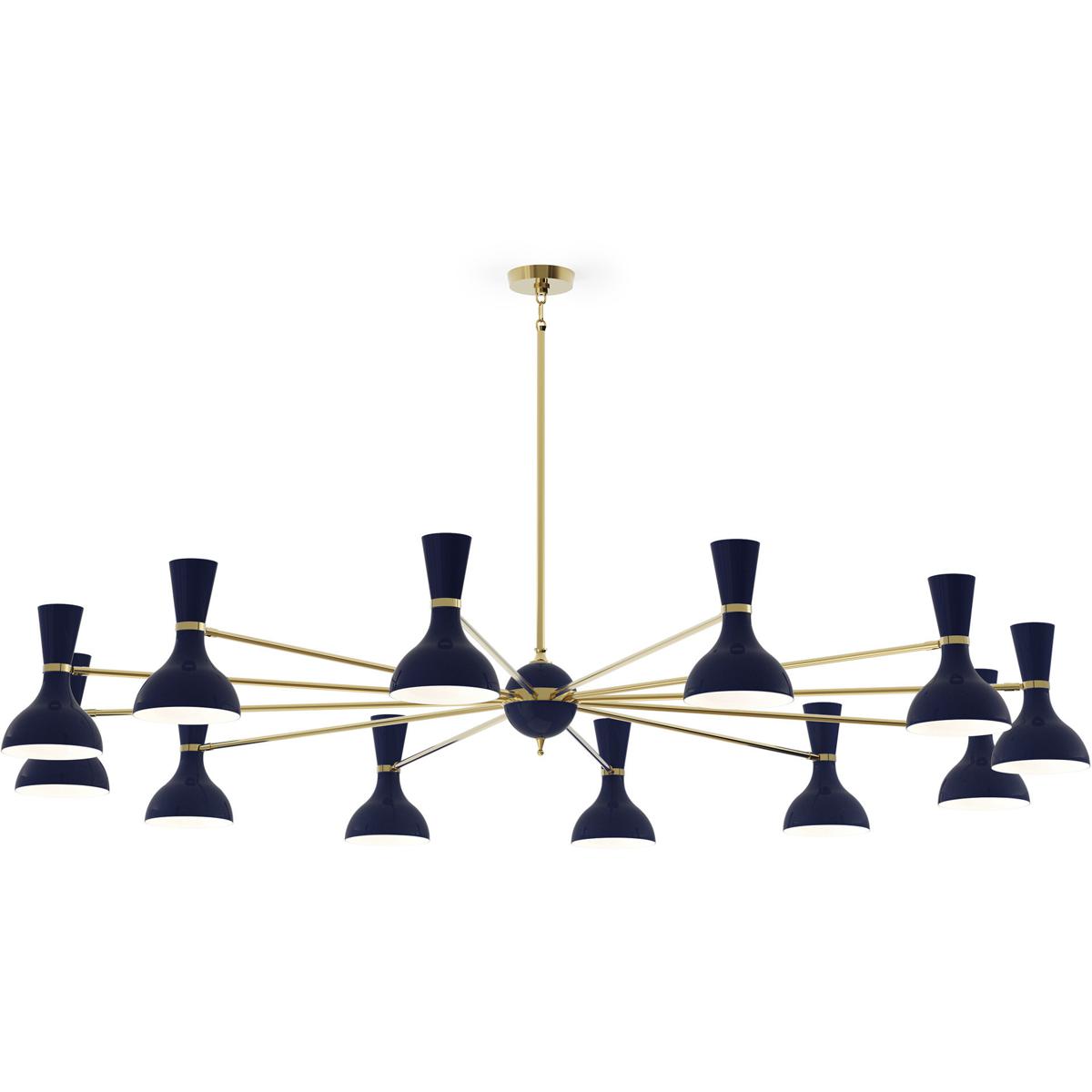 Robert Abbey MB12MB Clare 12 Light 76 inch Modern Brass Chandelier Ceiling Light in Midnight Blue