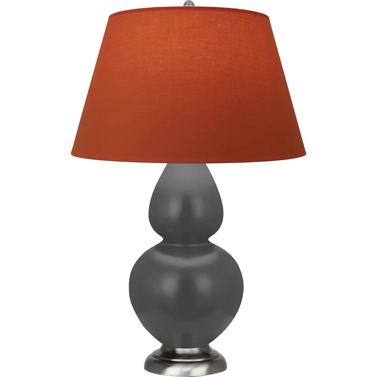 Robert Abbey MCR59T Double Gourd 31 inch 150 watt Matte Ash Glazed Ceramic with Antique Silver Table Lamp Portable Light in Tangerine with Taupe