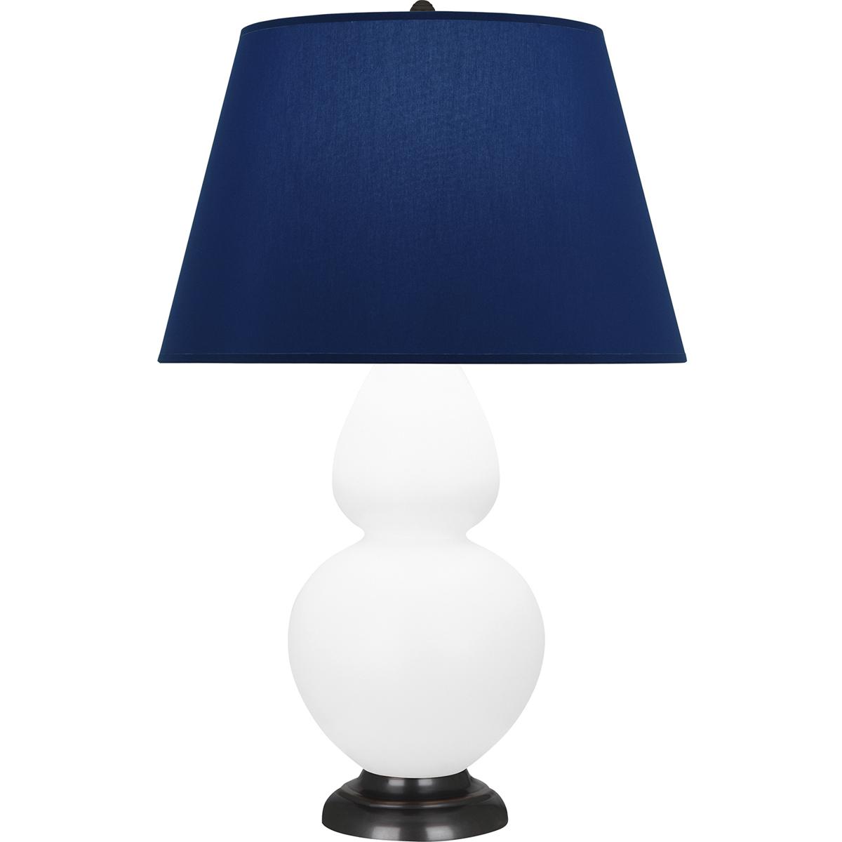 Robert Abbey MLY57N Double Gourd 31 inch 150 watt Matte Lily Glazed Ceramic with Deep Patina Bronze Table Lamp Portable Light in Navy with Gray