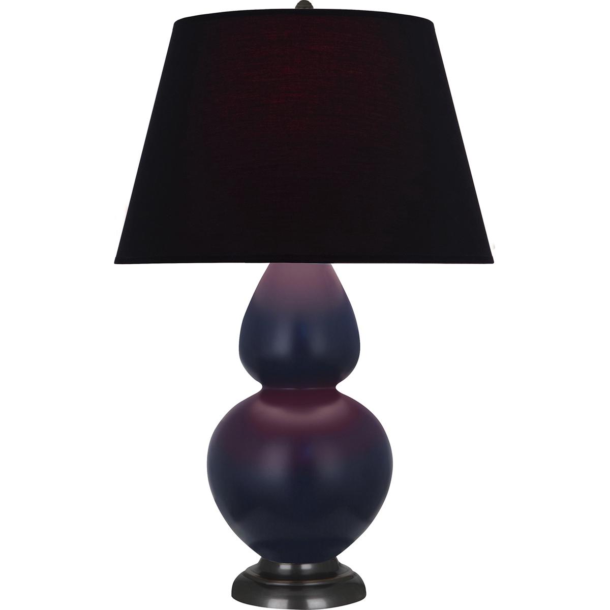 Robert Abbey MMB57K Double Gourd 31 inch 150 watt Matte Midnight Blue Glazed Ceramic with Deep Patina Bronze Table Lamp Portable Light in Ink Black wi