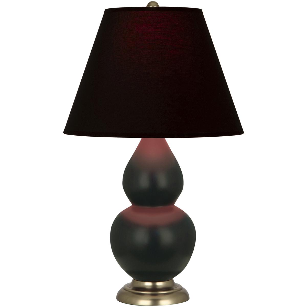 Robert Abbey MOS10K Small Double Gourd 22.75 inch 150 watt Matte Obsidian Glazed Ceramic with Antique Natural Brass Accent Lamp Portable Light in Ink