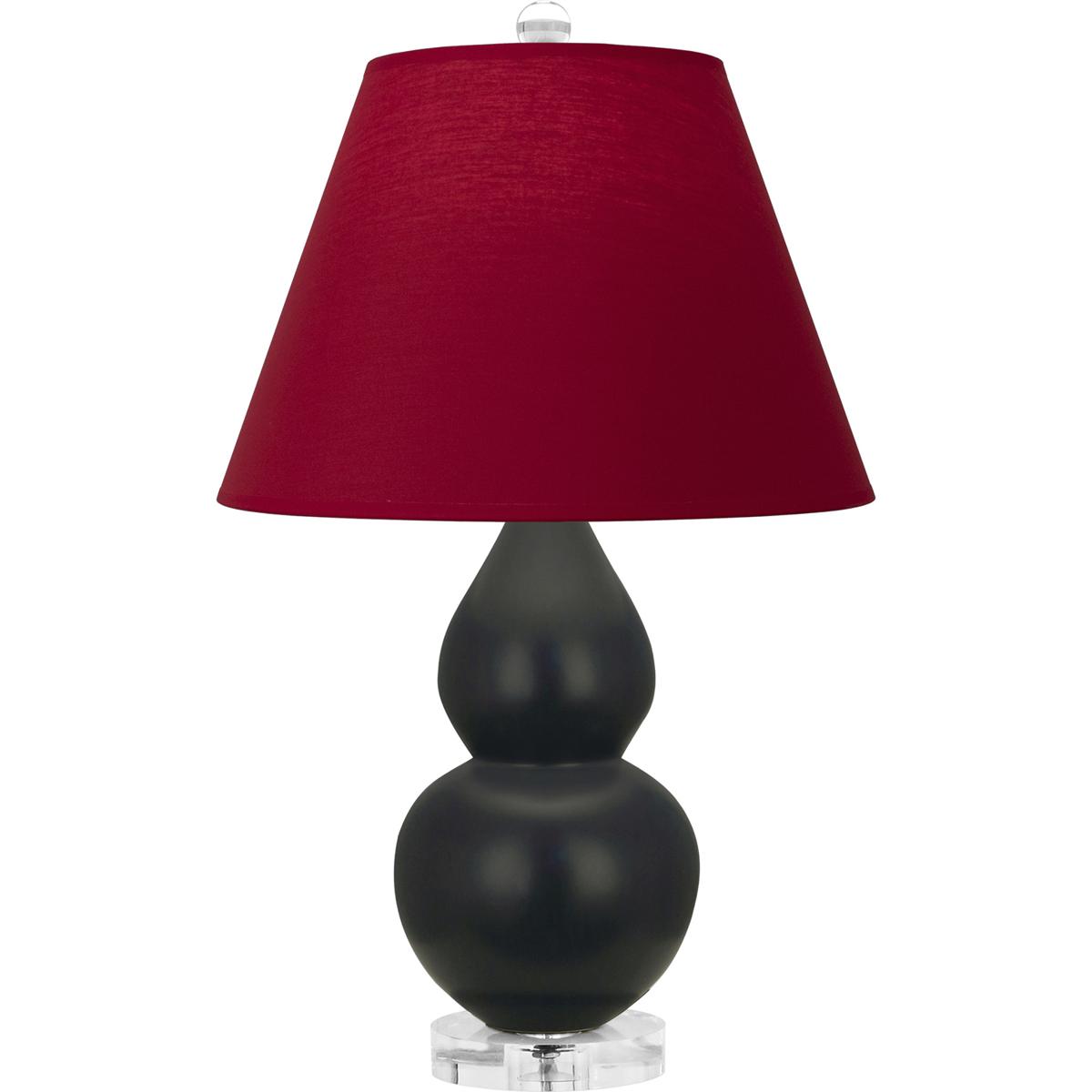 Robert Abbey MOS13R Small Double Gourd 22 inch 150 watt Matte Obsidian Glazed Ceramic with Lucite Base Accent Lamp Portable Light in Rose Red with Ink