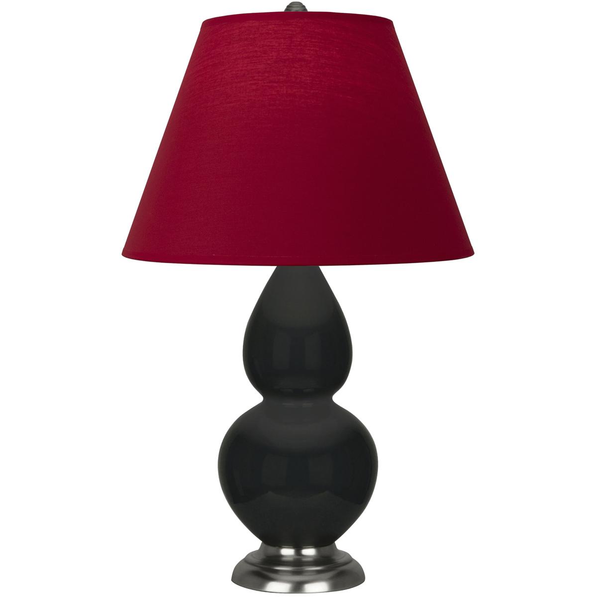 Robert Abbey OS12R Small Double Gourd 22.75 inch 150 watt Obsidian Glazed Ceramic with Antique Silver Accent Lamp Portable Light in Rose Red with Ink