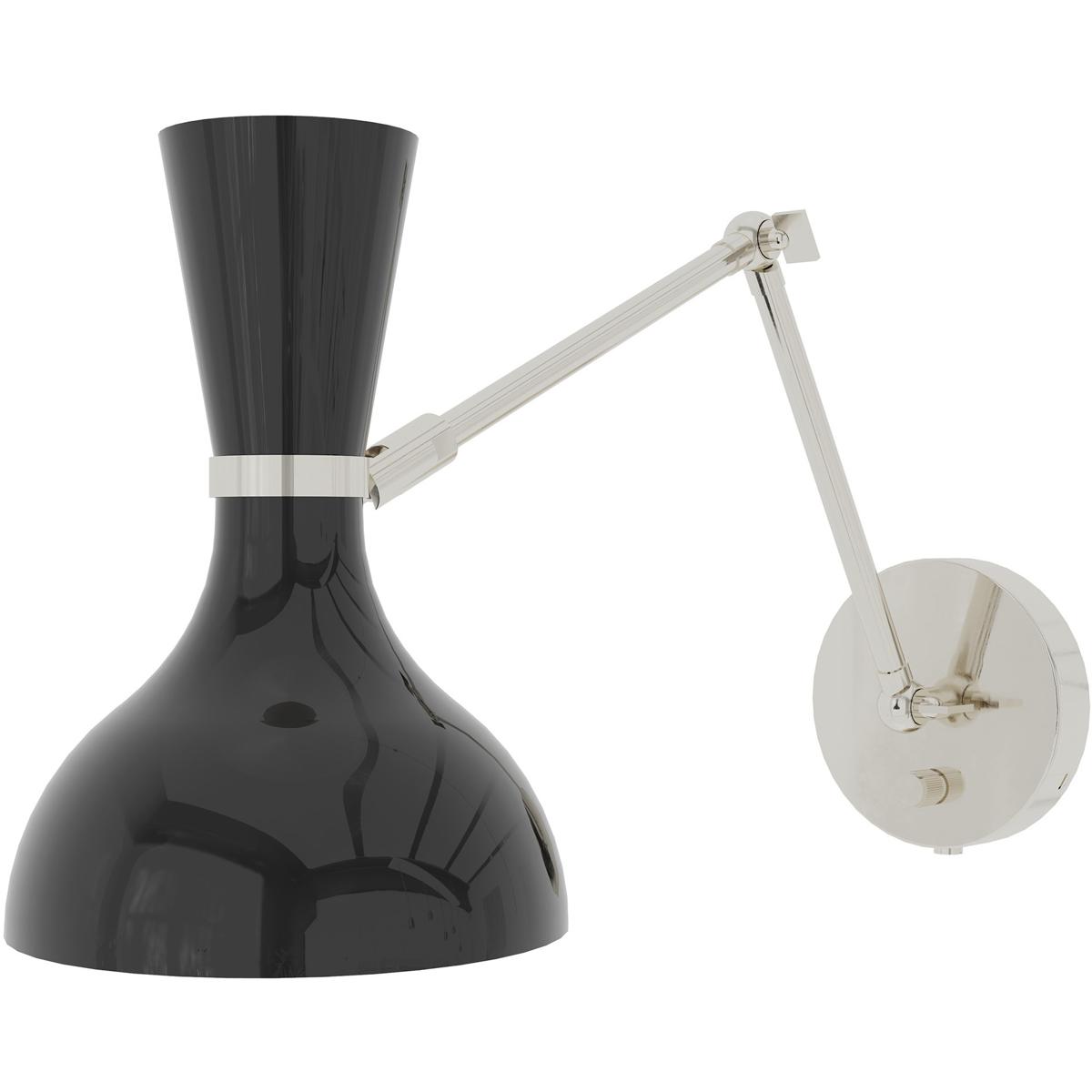 Robert Abbey OS19OS Clare 1 Light 7 inch Obsidian with Polished Nickel Adjustable Armed Wall Sconce Wall Light