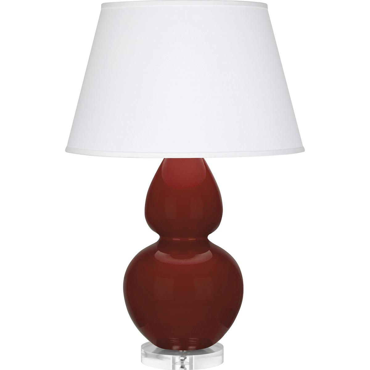 Robert Abbey OX23X Double Gourd 30 inch 150 watt Oxblood with Lucite Table Lamp Portable Light in Pearl Dupioni