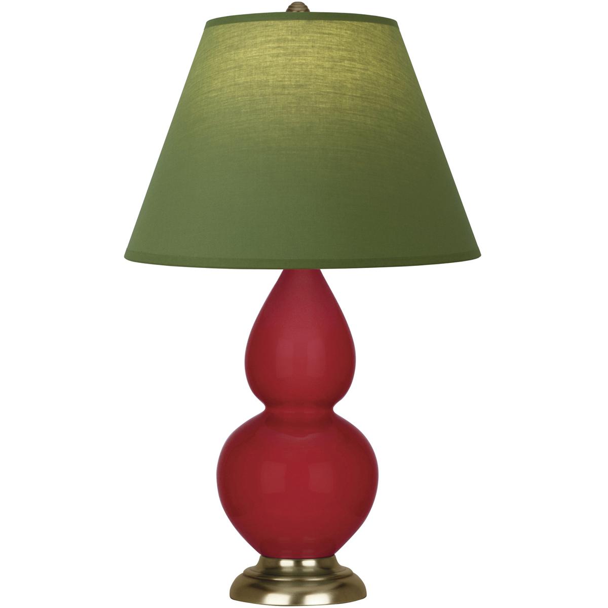 Robert Abbey RR10G Small Double Gourd 22.75 inch 150 watt Ruby Red Glazed Ceramic with Antique Brass Accent Lamp Portable Light in Tea Green with Taup