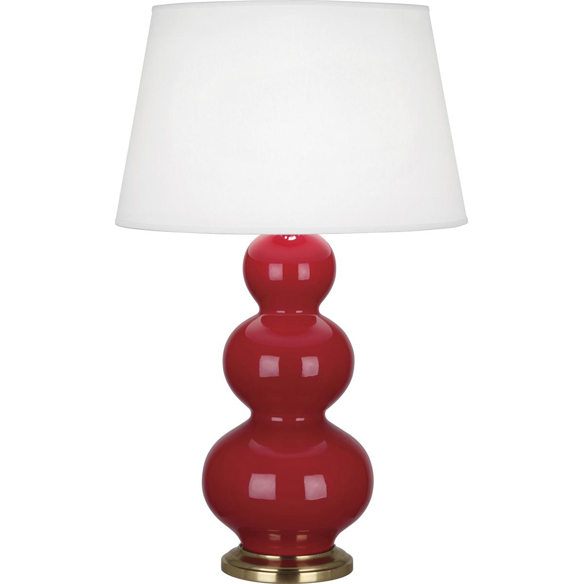 Robert Abbey RR40X Triple Gourd 32.75 inch 150 watt Ruby Red Table Lamp Portable Light in Antique Brass