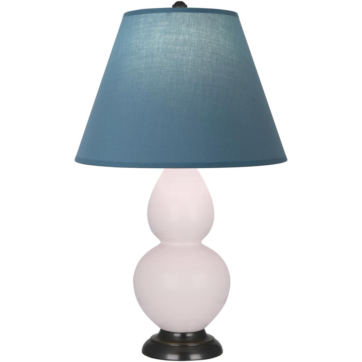 Robert Abbey RW11B Small Double Gourd 22.75 inch 27 watt Rose Water with Deep Patina Bronze Accent Lamp Portable Light in Bright Blue with Gray