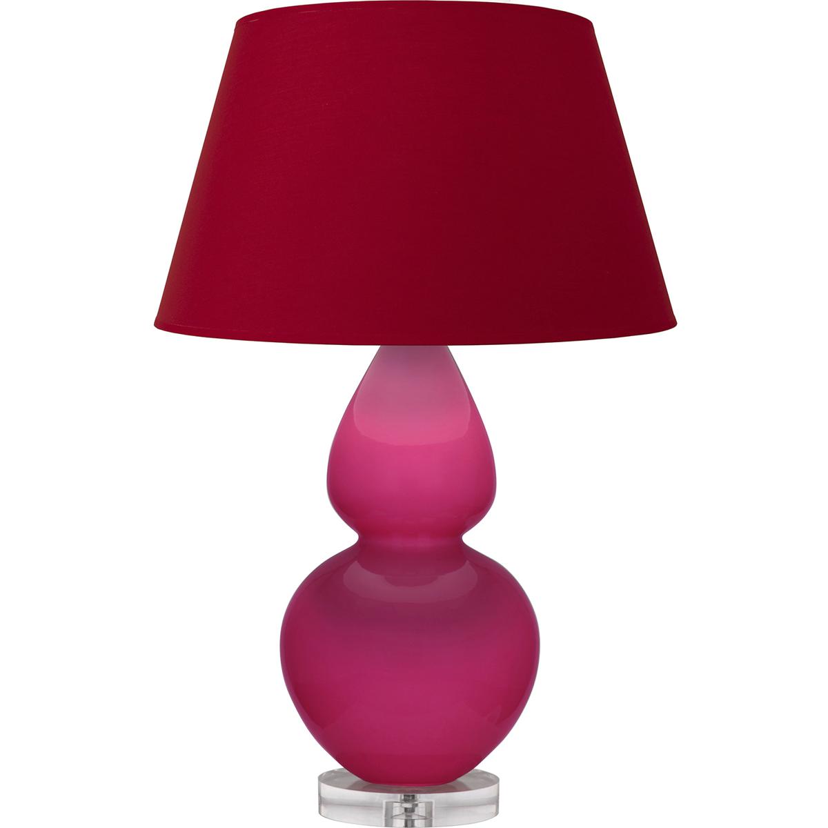 Robert Abbey RZ23R Double Gourd 30 inch 150 watt Razzle Rose Glazed Ceramic with Lucite Base Table Lamp Portable Light in Rose Red with Ink Black