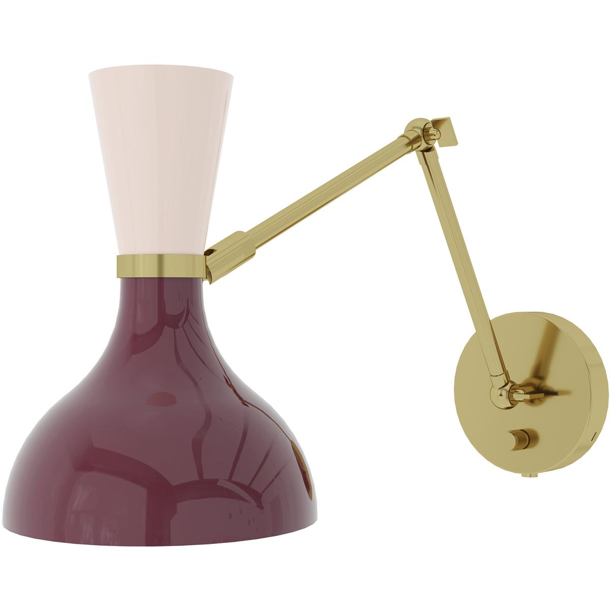 Robert Abbey SM18RW Clare 1 Light 7 inch Sugar Plum and Rose Water with Modern Brass Adjustable Armed Wall Sconce Wall Light