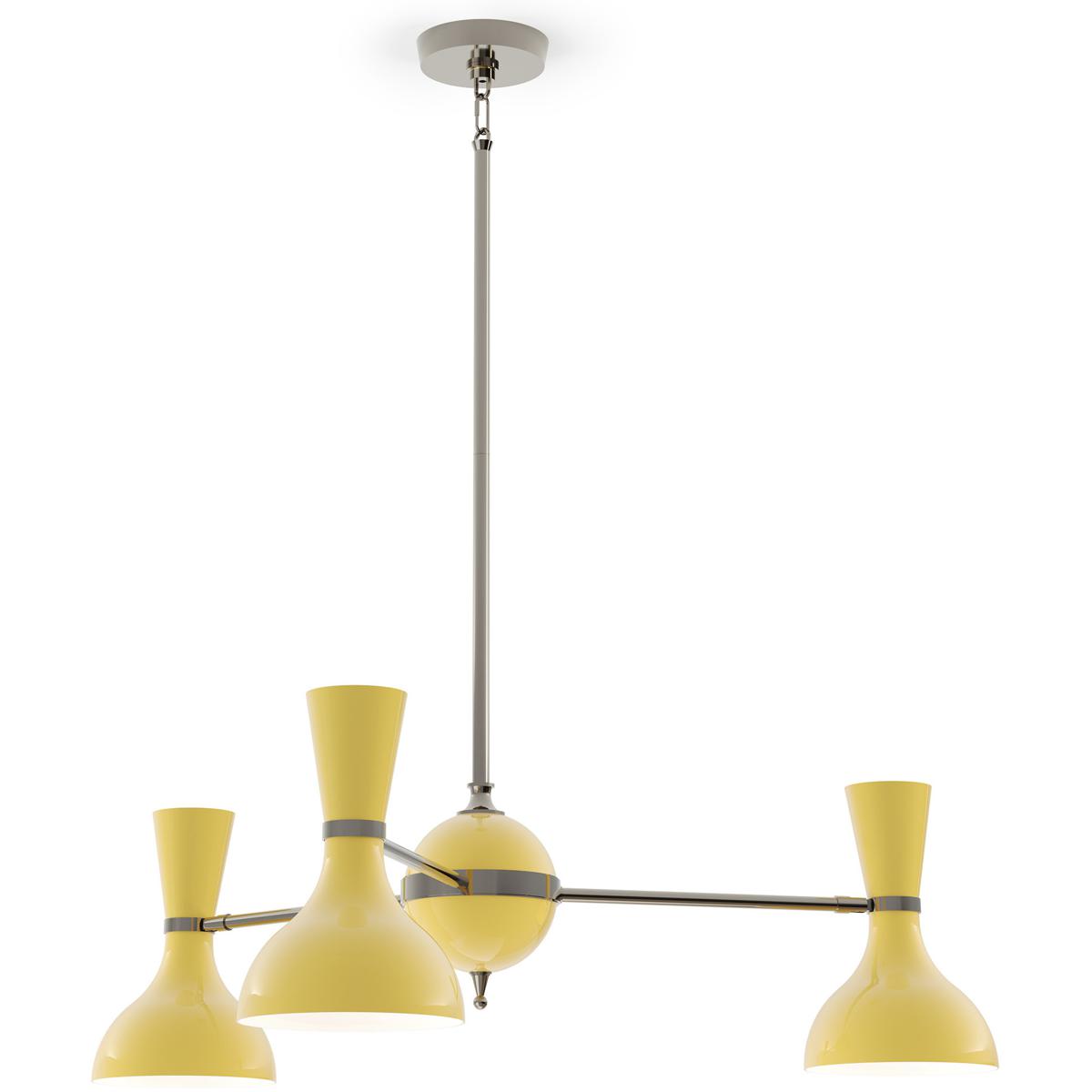 Robert Abbey SU04SU Clare 3 Light 27.75 inch Polished Nickel Chandelier Ceiling Light in Sunset Yellow