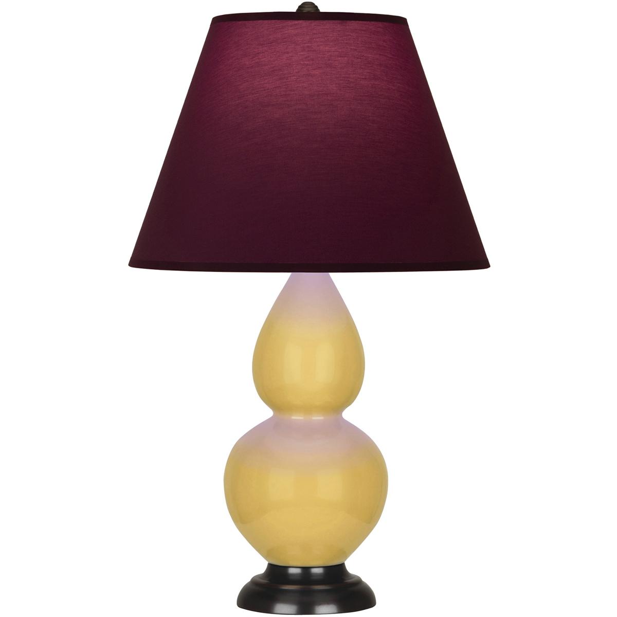 Robert Abbey SU11P Small Double Gourd 22.75 inch 150 watt Sunset Glazed Ceramic with Deep Patina Bronze Accent Lamp Portable Light in Sunset Yellow, P