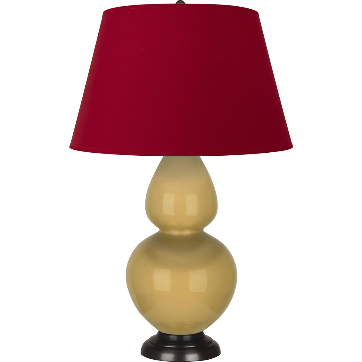 Robert Abbey SU21R Double Gourd 31 inch 150 watt Sunset Yellow Glazed Ceramic with Deep Patina Bronze Table Lamp Portable Light in Rose Red with Ink B