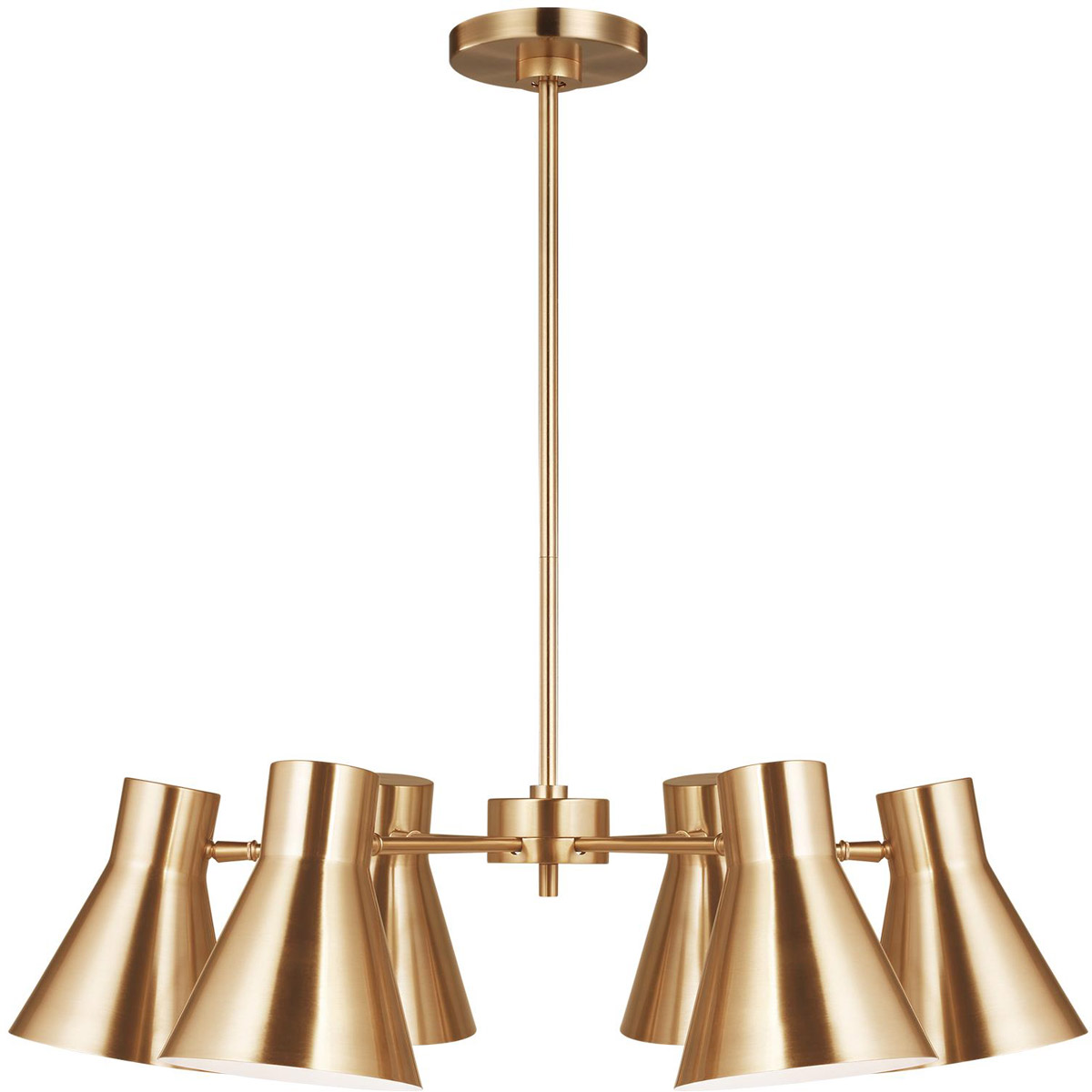 Generation Lighting 3000506-848 Chet 6 Light 25.63 inch Satin Brass Chandelier Ceiling Light