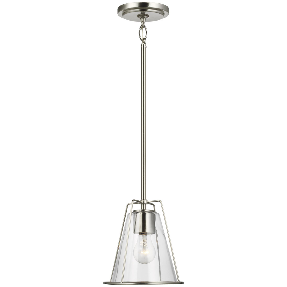 Generation Lighting 6000901-962 Framework 1 Light 7.75 inch Brushed Nickel Pendant Ceiling Light