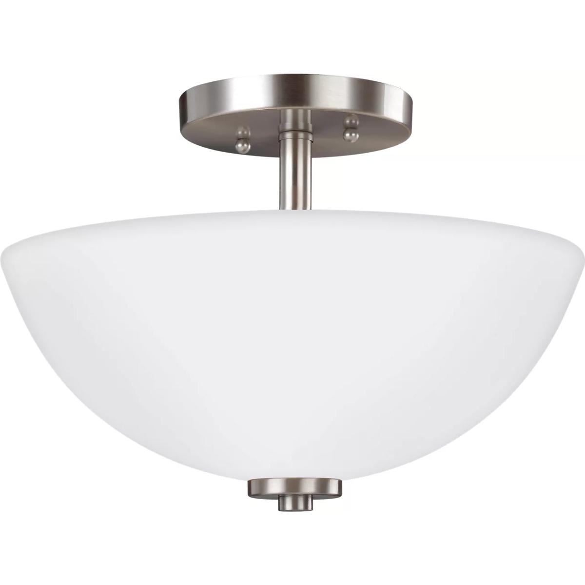 Generation Lighting 77160EN3-962 Oslo 2 Light 13.5 inch Brushed Nickel Convertible Pendant Semi-Flush Ceiling Light