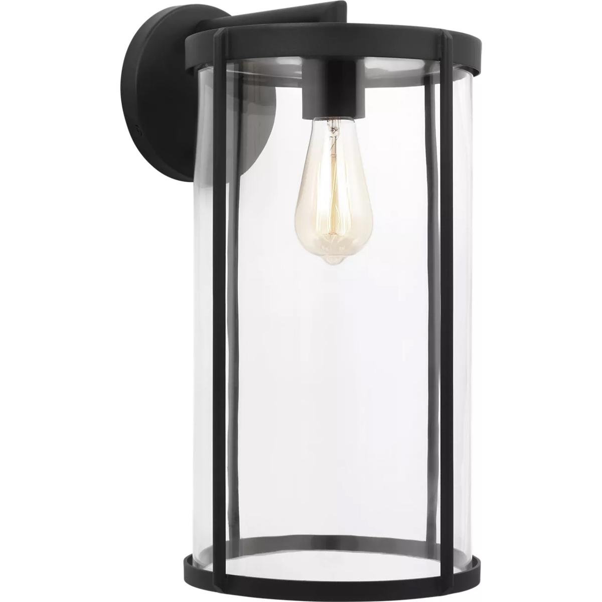 Generation Lighting GLO1121C-TXB Luning 1 Light 18.5 inch Textured Black Outdoor Wall Lantern in Incandescent, Clear Glass, Extra Large