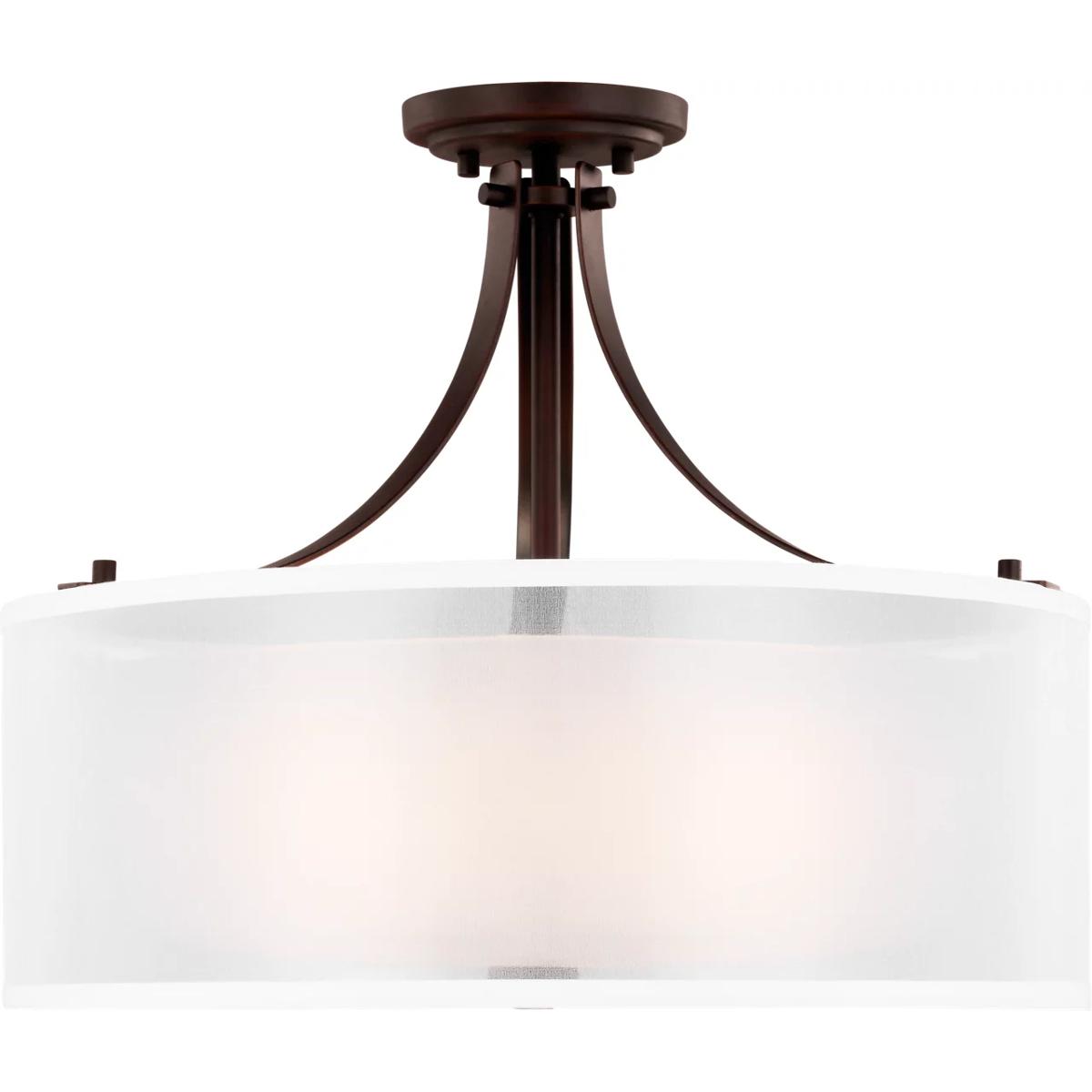 Generation Lighting 7737303EN3-710 Elmwood Park 3 Light 19 inch Bronze Semi-Flush Mount Ceiling Light