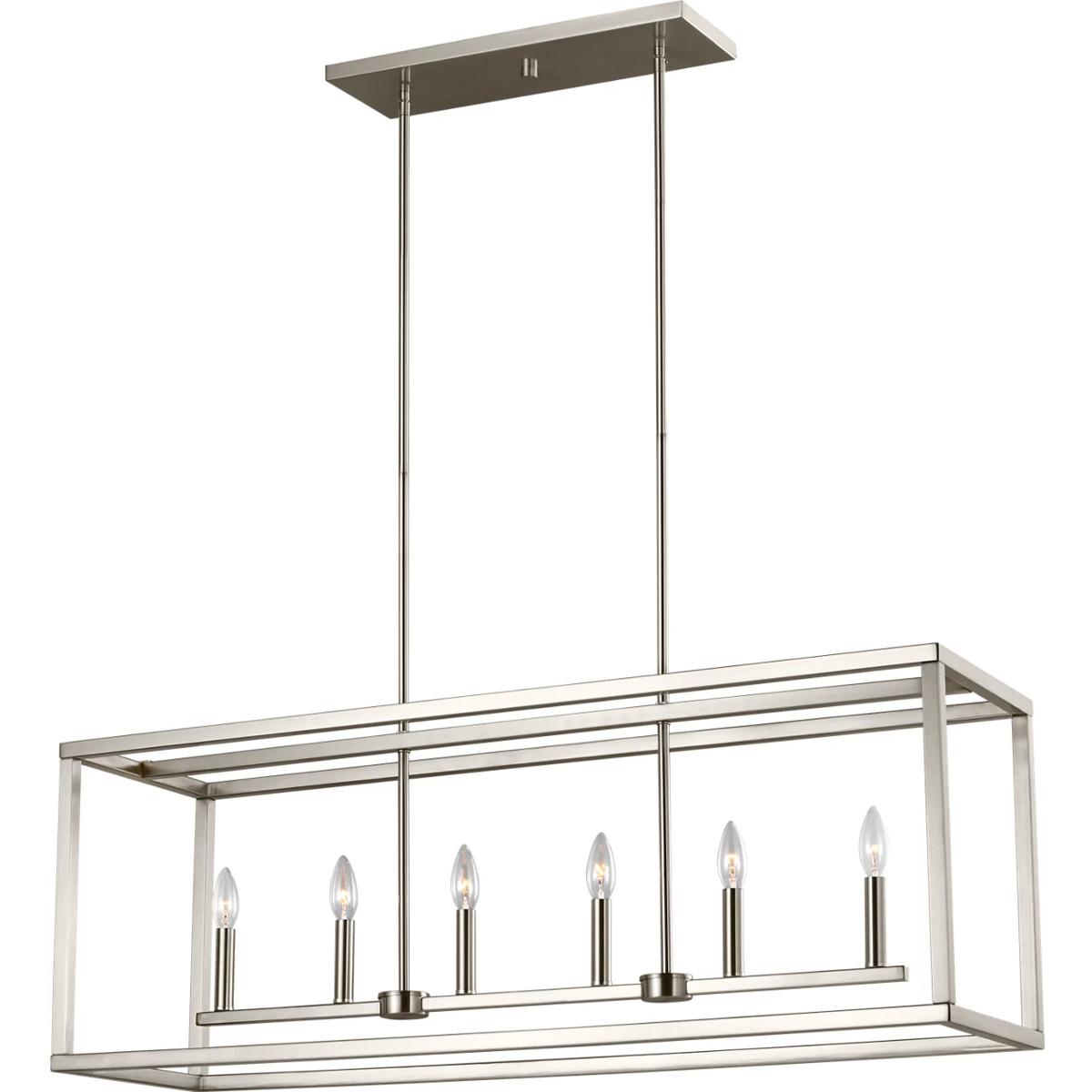 Generation Lighting 6634506-962 Moffet Street 6 Light 42 inch Brushed Nickel Island Pendant Ceiling Light