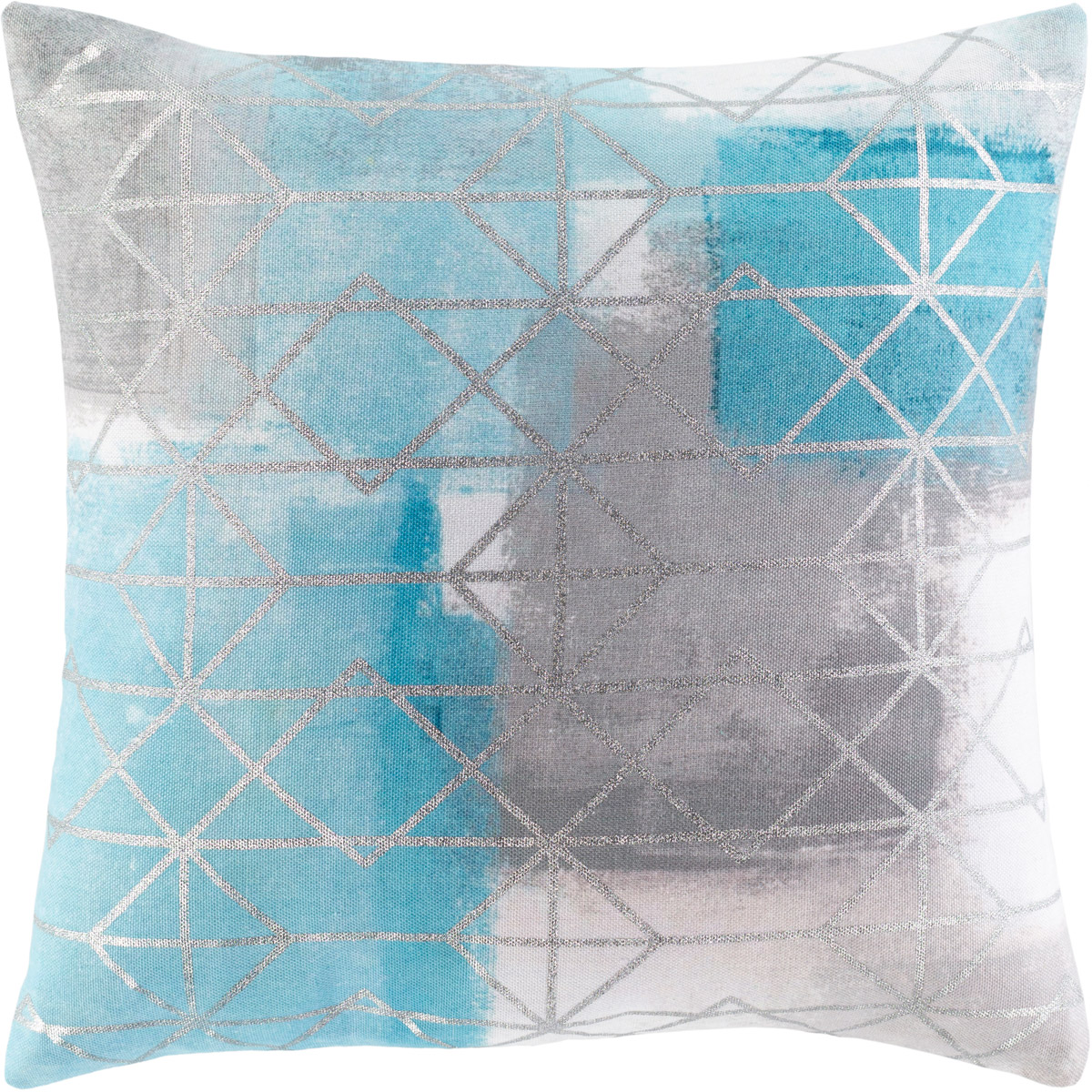 Surya BLN006-2020P Balliano 20 X 20 inch White/Aqua/Medium Gray/Light Gray/Metallic Pillow Kit, Square