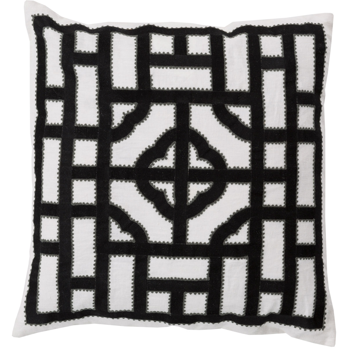 Surya LD046-2222P Chinese Gate 22 inch Cream, Black, Medium Gray Pillow Kit