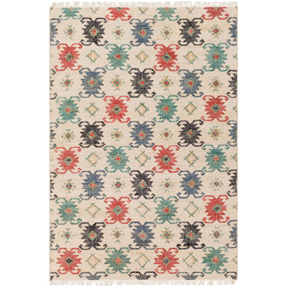 Surya LNR1001-810 Lenora 120 X 96 inch Blue and Red Area Rug, Jute