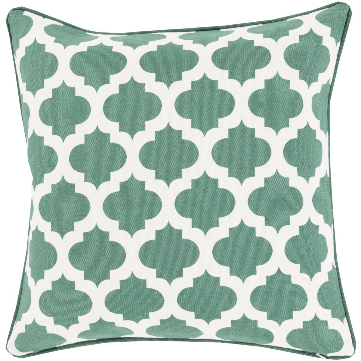 Surya MPL010-2222P Morrocan Printed Lattice 22 inch Emerald, Ivory Pillow Kit
