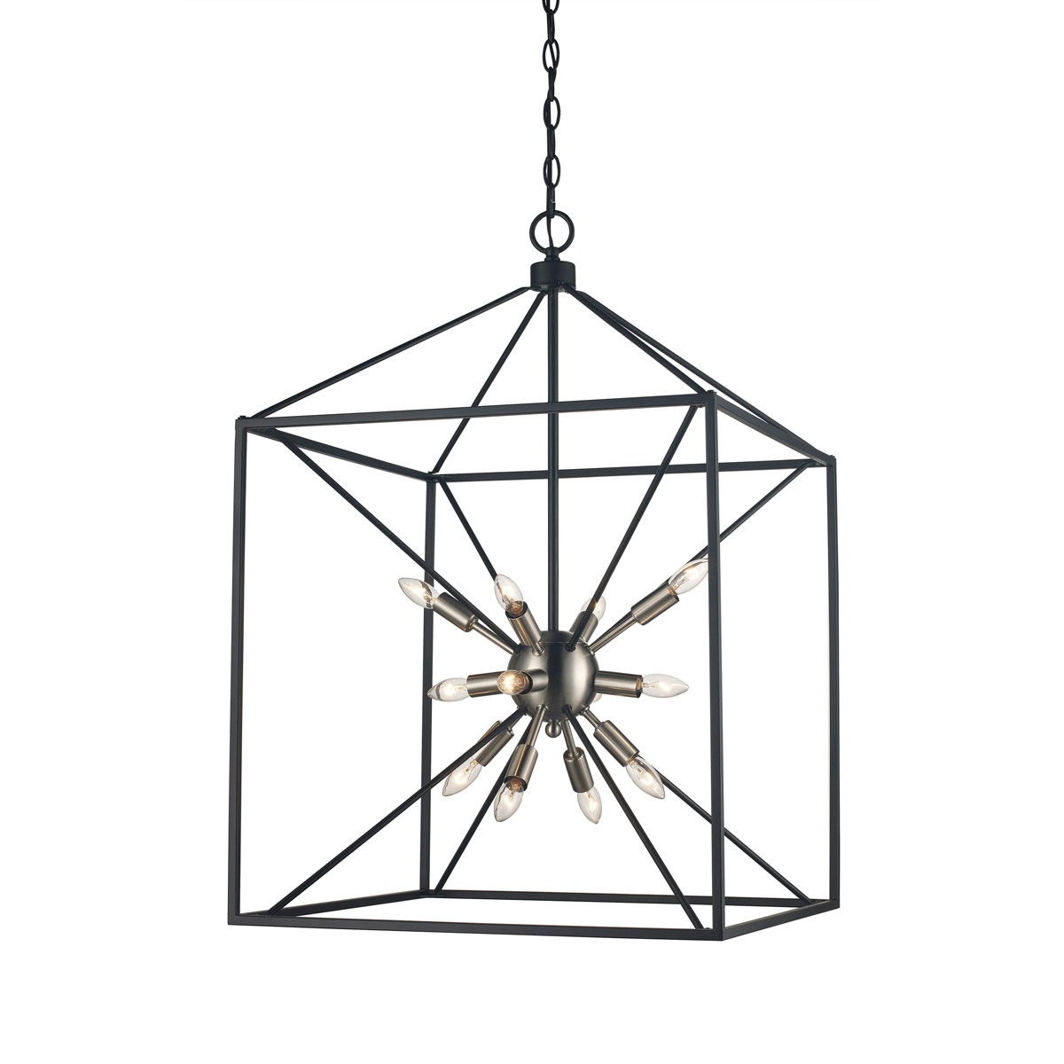 Trans Globe Lighting 10809-BN/BK Donovan 12 Light 20 inch Brushed Nickel and Black Pendant Ceiling Light