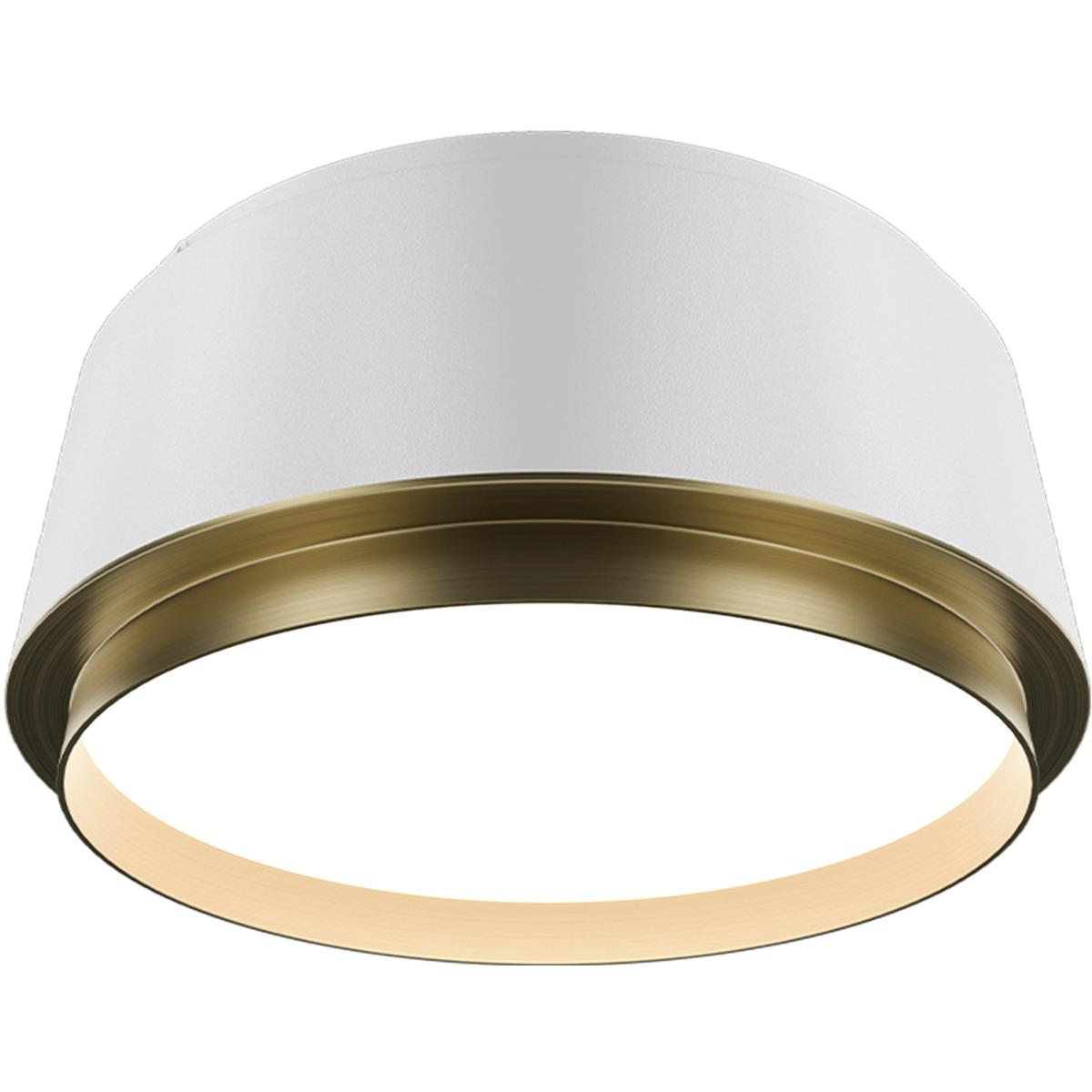 WAC Lighting FM-20509-40-WT/AB Salvo LED 9 inch White and Aged Brass Flush Mount Ceiling Light in 4000K, White/Aged Brass, dweLED
