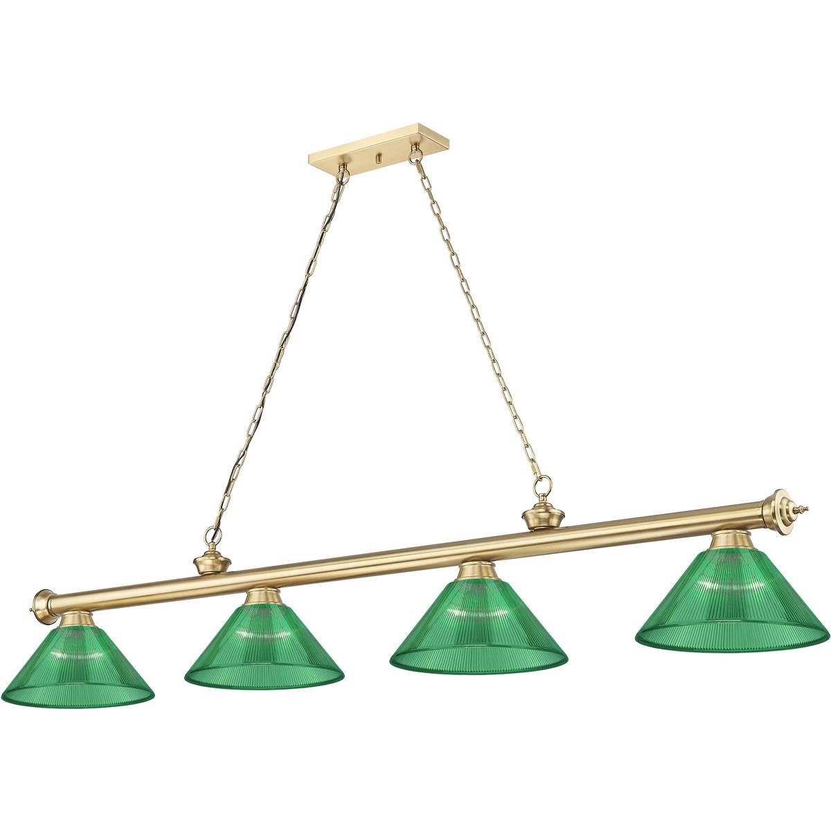 Z-Lite 2306-4HBR-ARG Cordon 4 Light 81.25 inch Heritage Brass Billiard Ceiling Light in Green