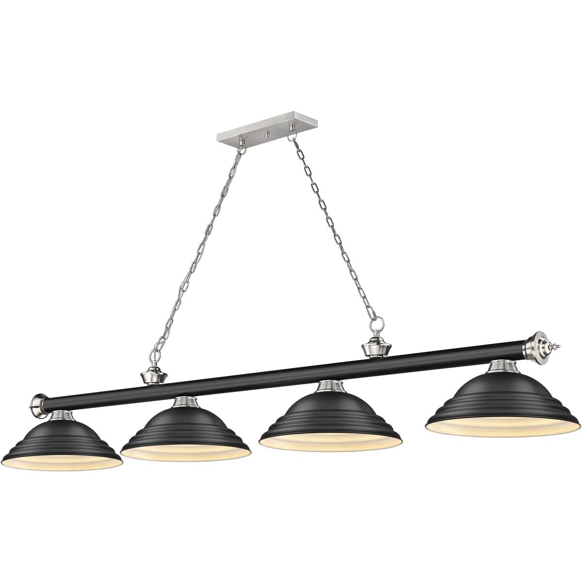 Z-Lite 2306-4MB-BN-SMB Cordon 4 Light 81.75 inch Matte Black and Brushed Nickel Billiard Ceiling Light in Matte Black Steel