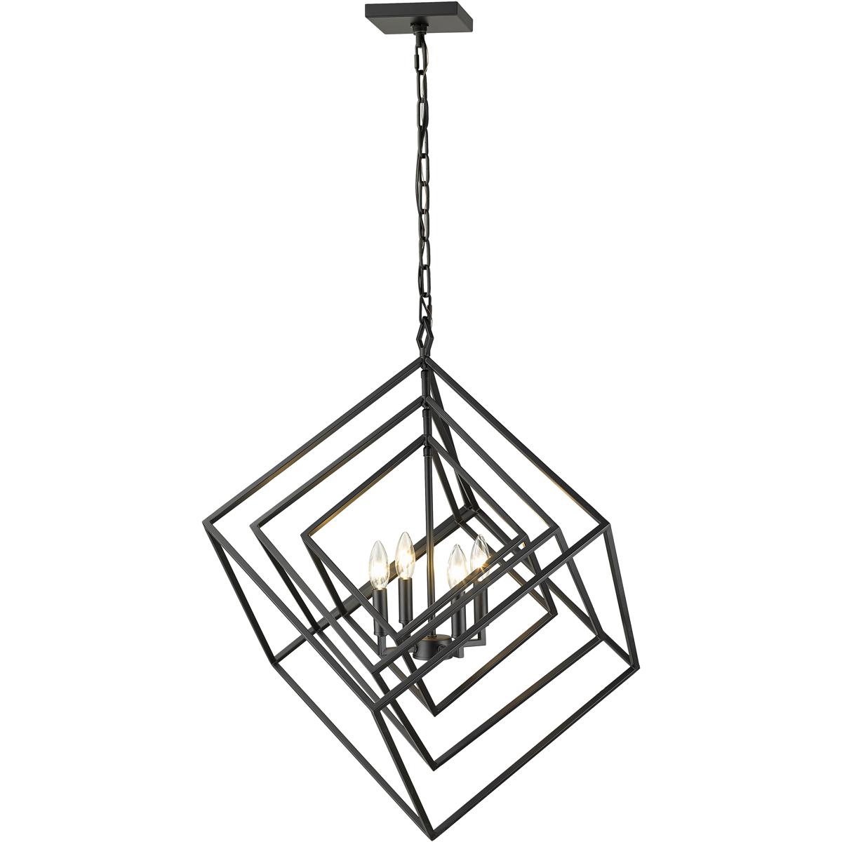 Z-Lite 457-4MB Euclid 4 Light 29.5 inch Matte Black Chandelier Ceiling Light