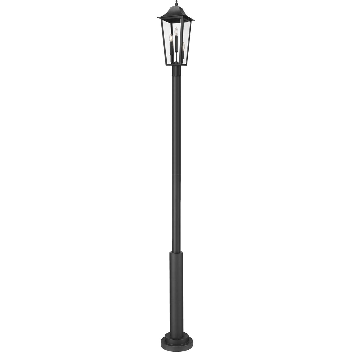 Z-Lite 5008PHBR-5010P-BK Gannon 3 Light 121.5 inch Black Outdoor Post Mounted Fixture
