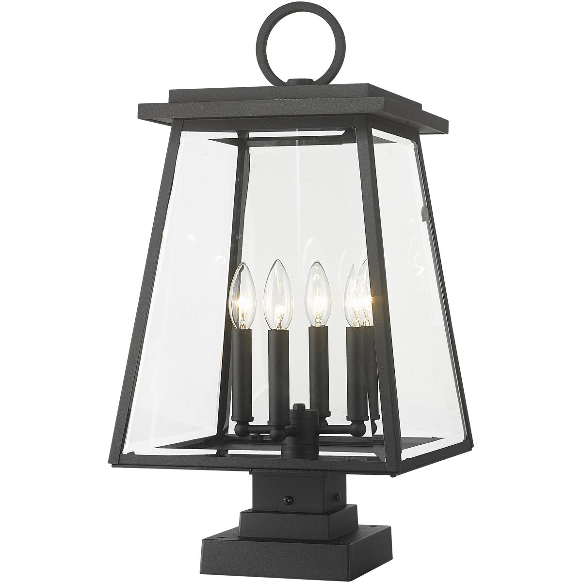 Z-Lite 521PHBS-SQPM-BK Broughton 4 Light 24.25 inch Black Outdoor Pier Mounted Fixture
