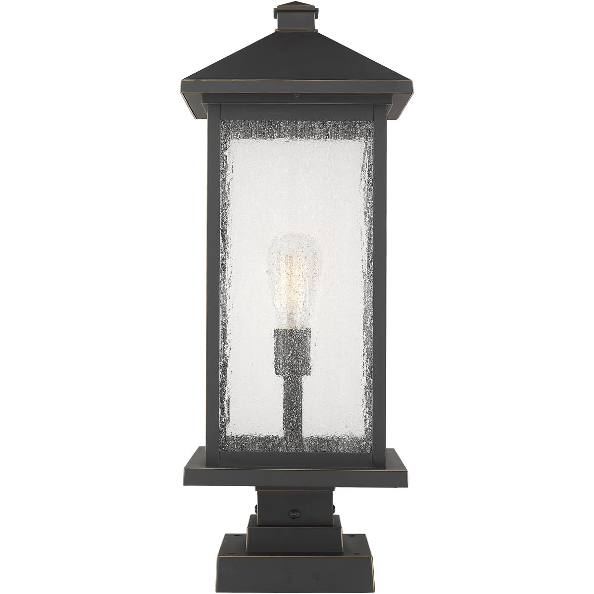 Z-Lite 531PHBXLS-SQPM-ORB Portland 1 Light 25 inch Oil Rubbed Bronze Outdoor Pier Mounted Fixture