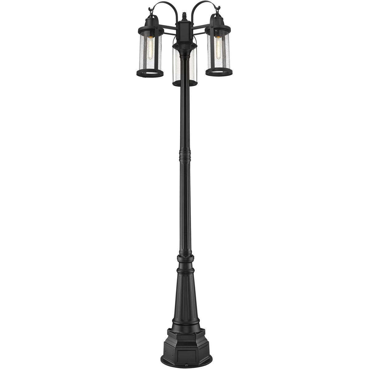 Z-Lite 569MP3-564P-BK Roundhouse 3 Light 94 inch Black Outdoor Post Mounted Fixture