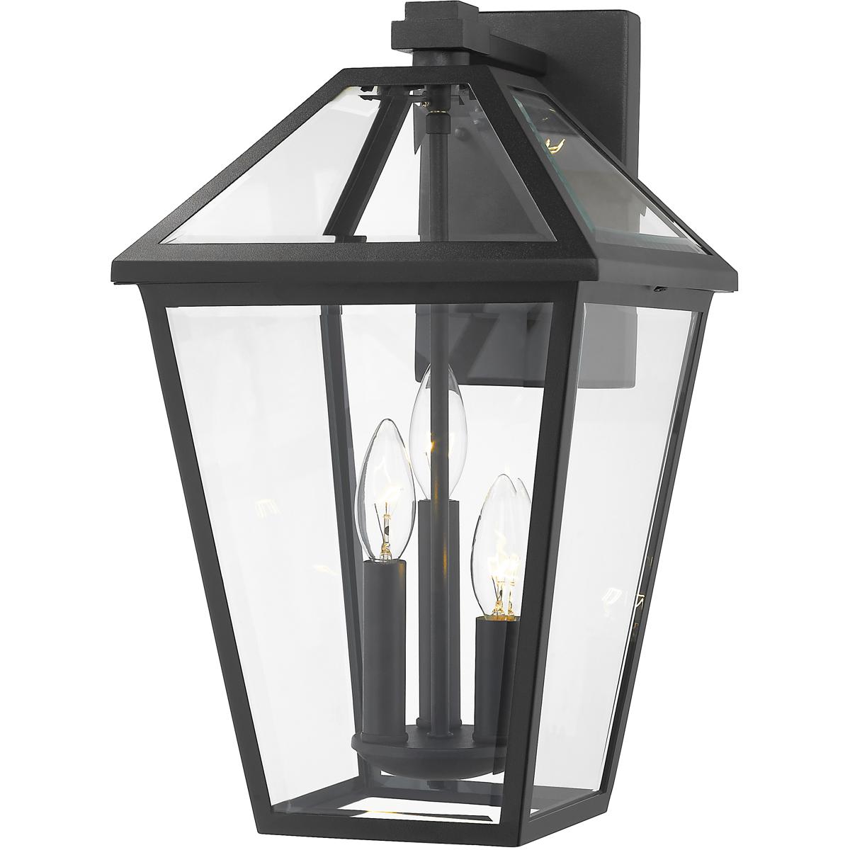 Z-Lite 579XL-BK Talbot 3 Light 21.25 inch Black Outdoor Wall Light in Clear Beveled Glass