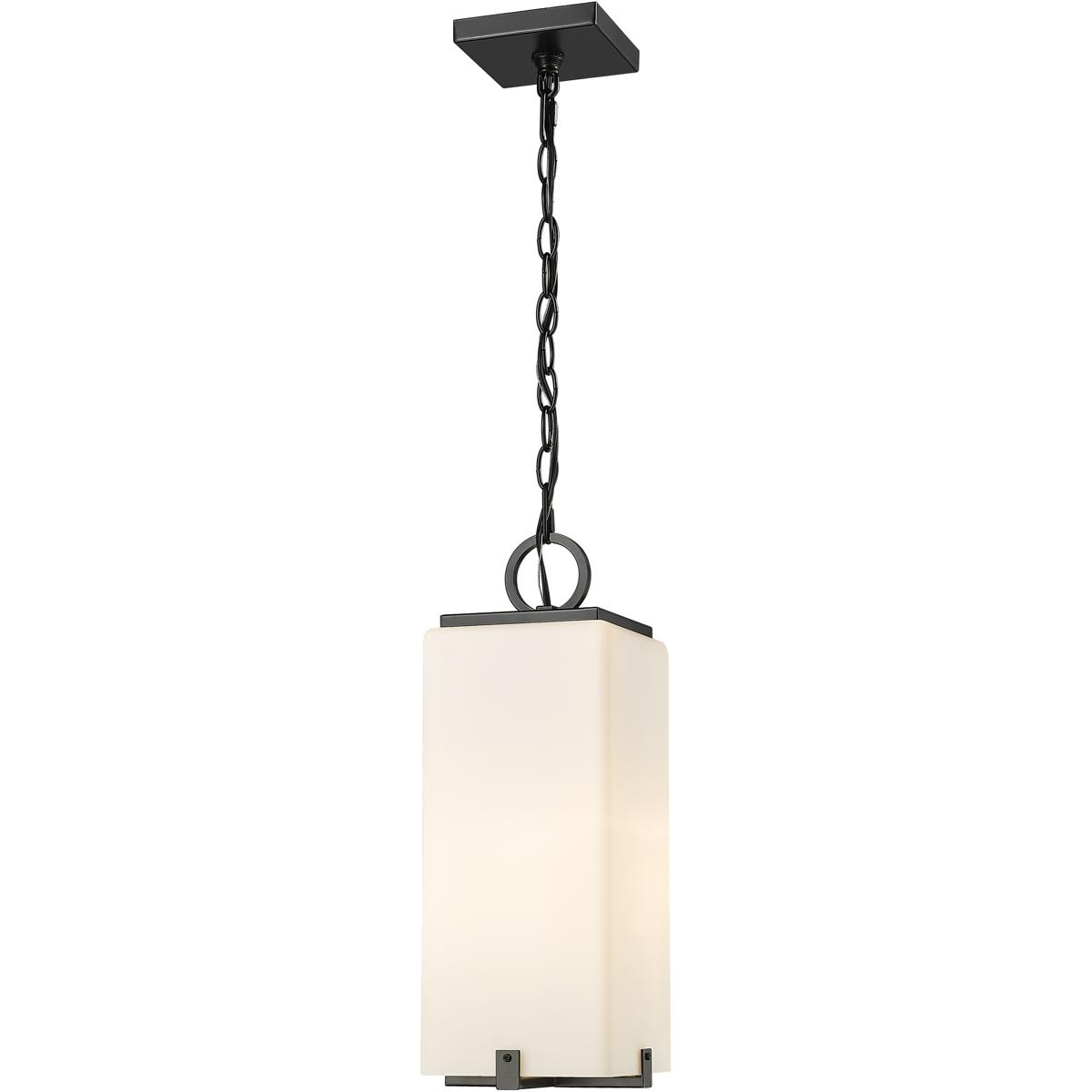 Z-Lite 593CHM-BK Sana 1 Light 6.75 inch Black Outdoor Chain Mount Ceiling Fixture in White Opal Glass