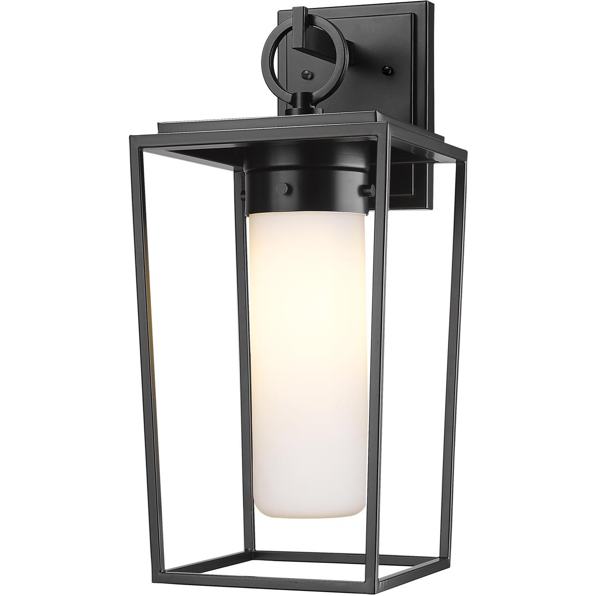 Z-Lite 595M-BK Sheridan 1 Light 18 inch Black Outdoor Wall Light in White Opal Glass