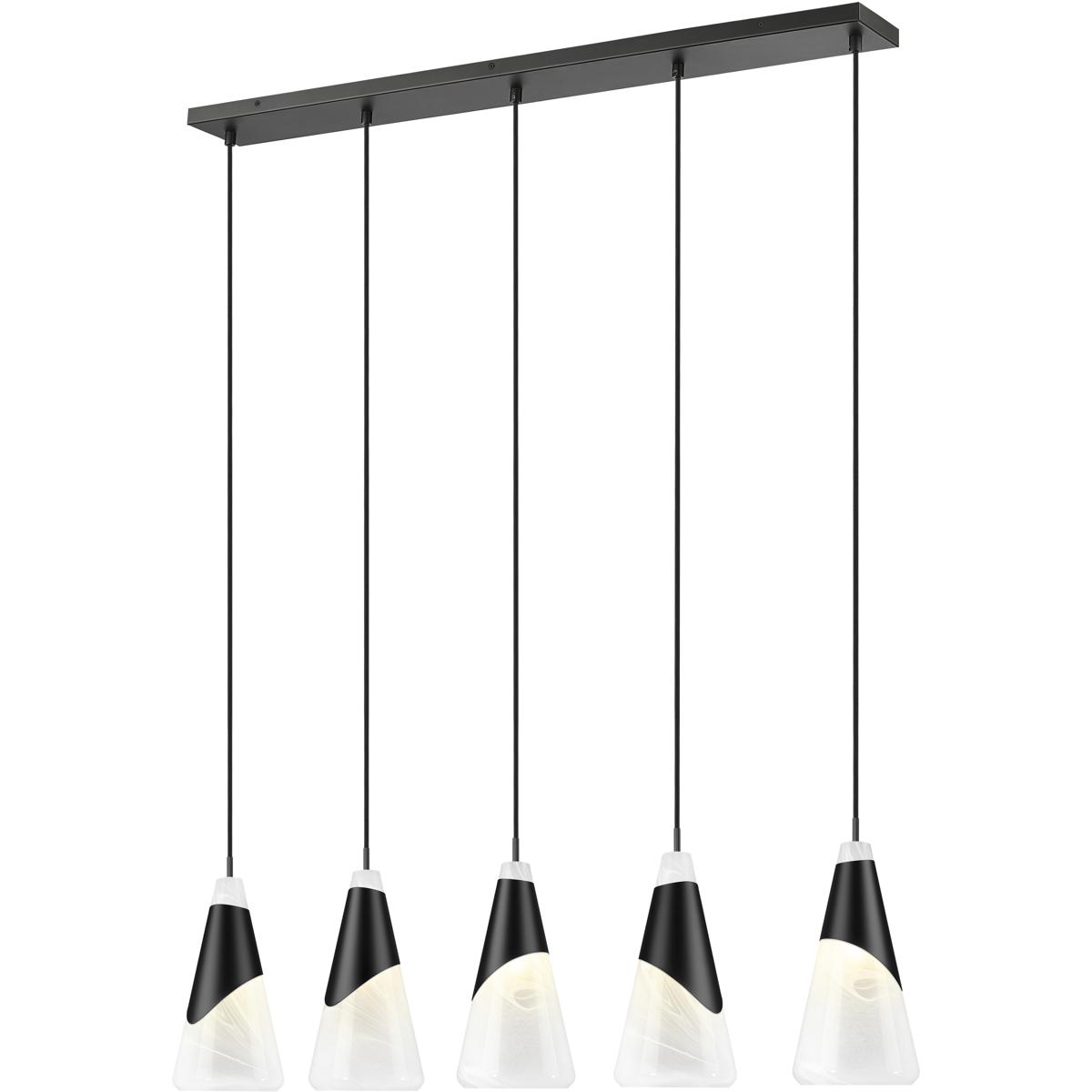 Z-Lite 828P7-5L-MB Aimie Linear Chandelier Ceiling Light in Matte Black