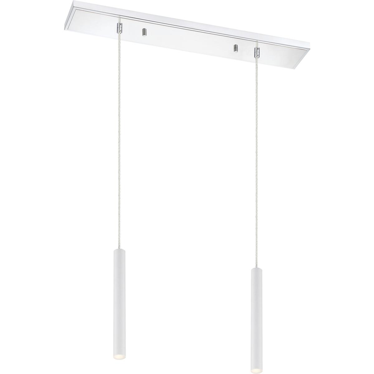 Z-Lite 917MP12-WH-LED-2LCH Forest LED 30 inch Chrome Linear Chandelier Ceiling Light in 2, 11, Matte White Steel
