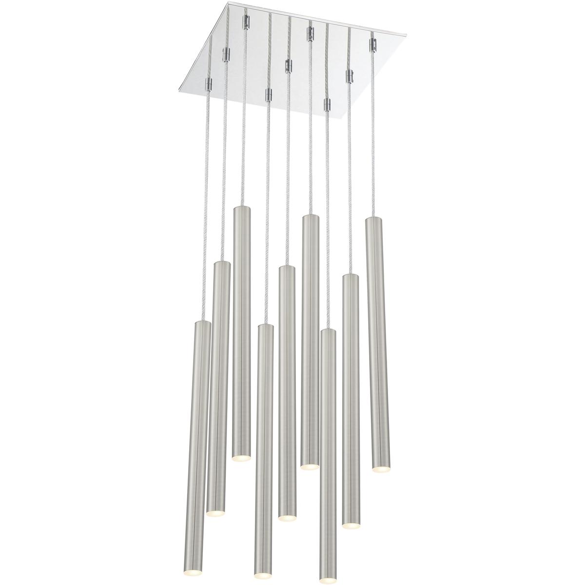 Z-Lite 917MP24-BN-LED-9SCH Forest LED 14 inch Chrome Chandelier Ceiling Light in Brushed Nickel Steel