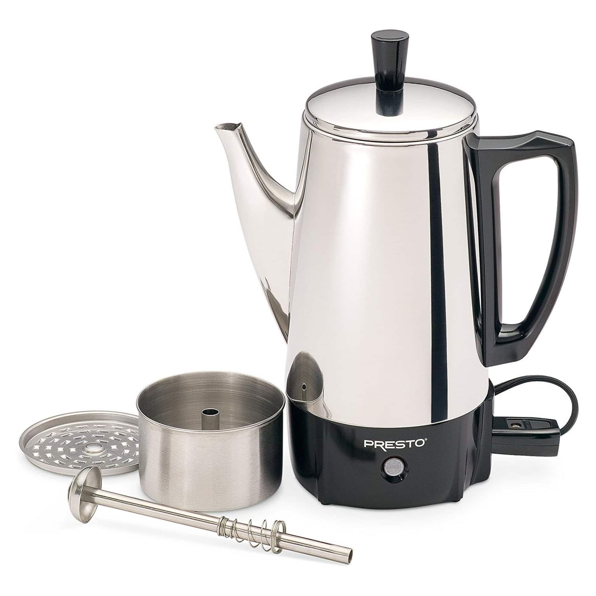 Presto 02822 Stainless Steel Coffee Maker, Classic Percolator, Easy Pour, Silver