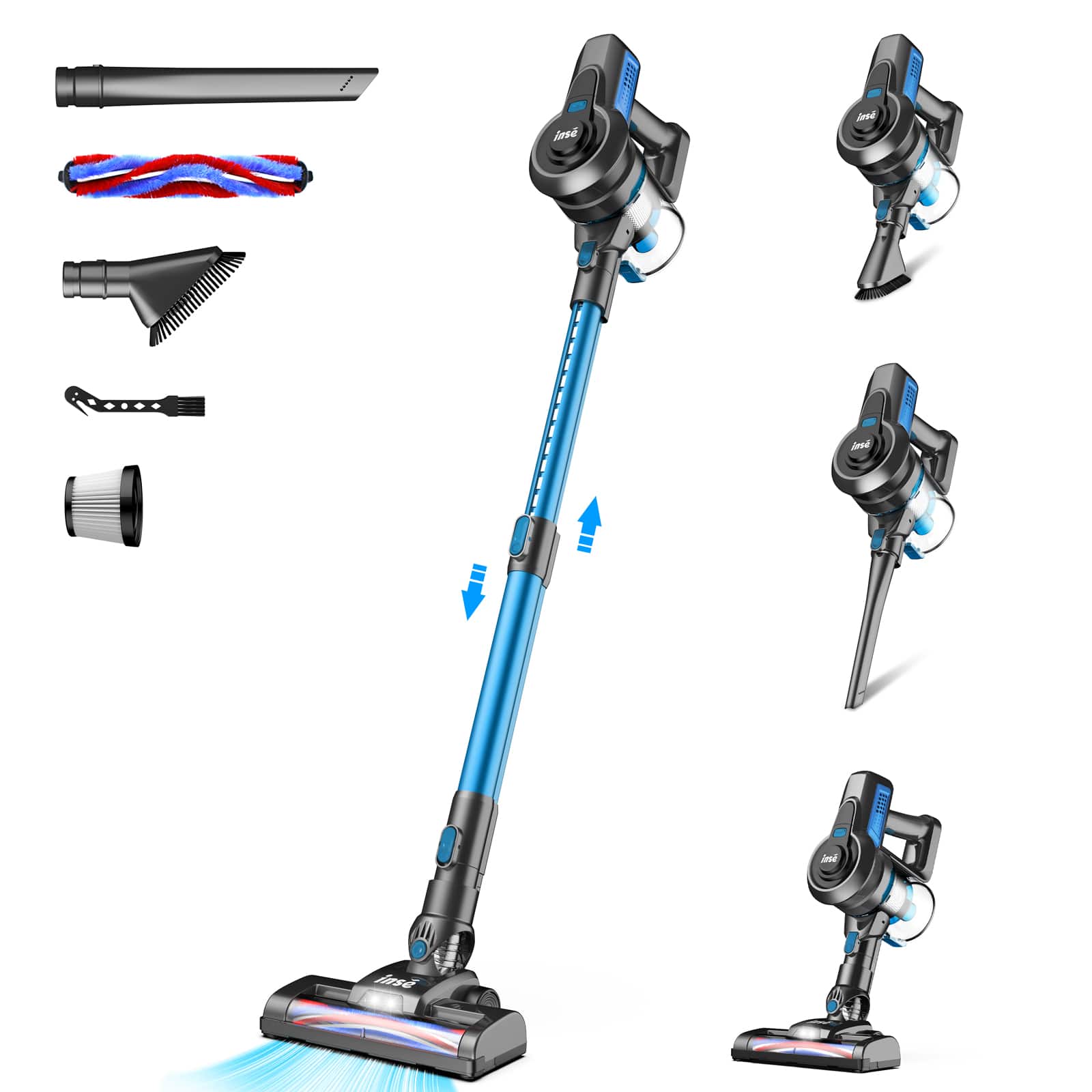 N650 Cordless Vacuum Cleaner, 6-in-1 Rechargeable Stick Vacuum, Lightweight Handheld Vacuum Cleaner for Carpet and Floor