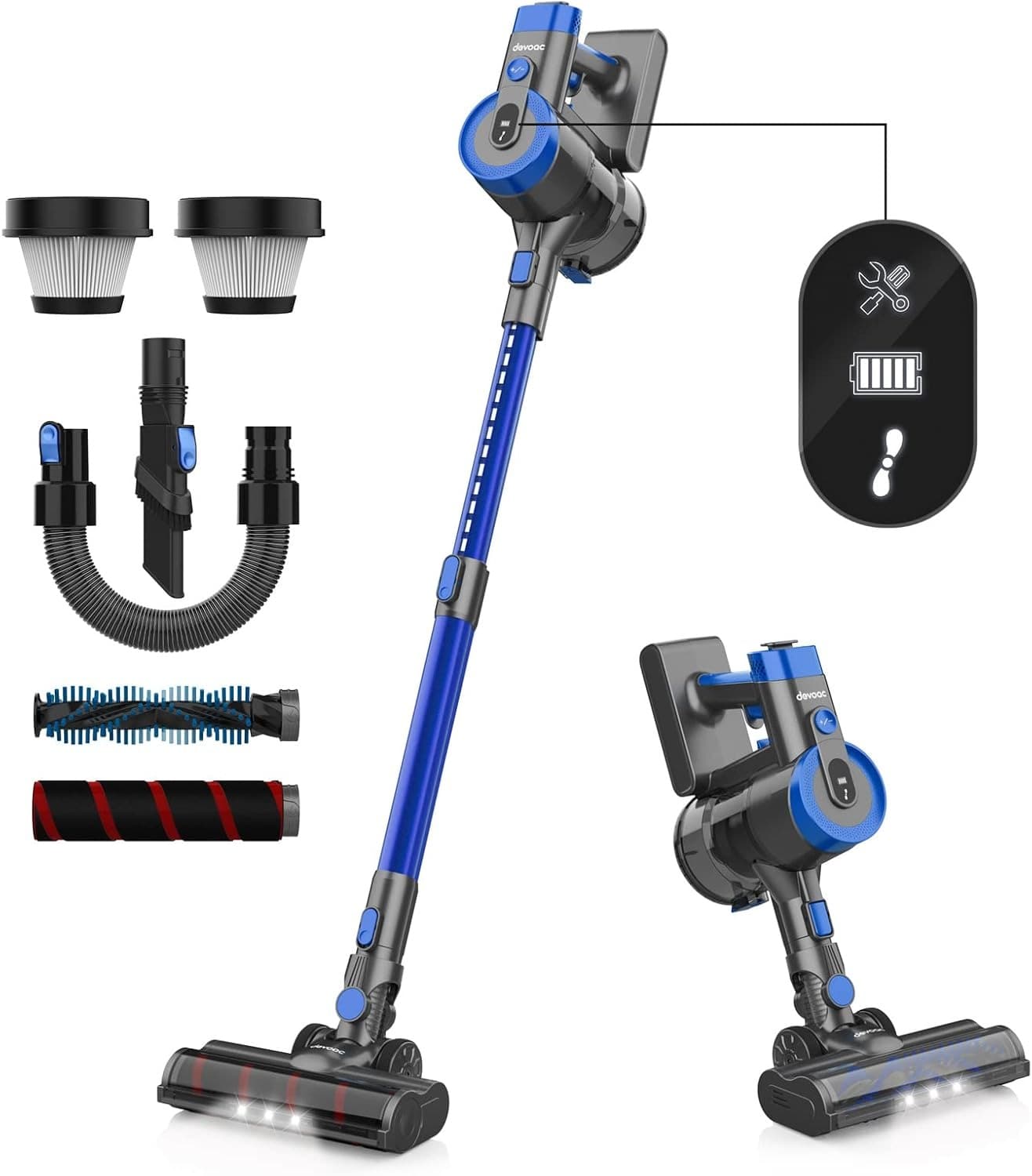 V90 Cordless Vacuum Cleaner, Ultra-Light Quiet Stick Vacuum, 365W, Up to 45mins Runtime, 6 in 1 Handheld Vacuum for Hard