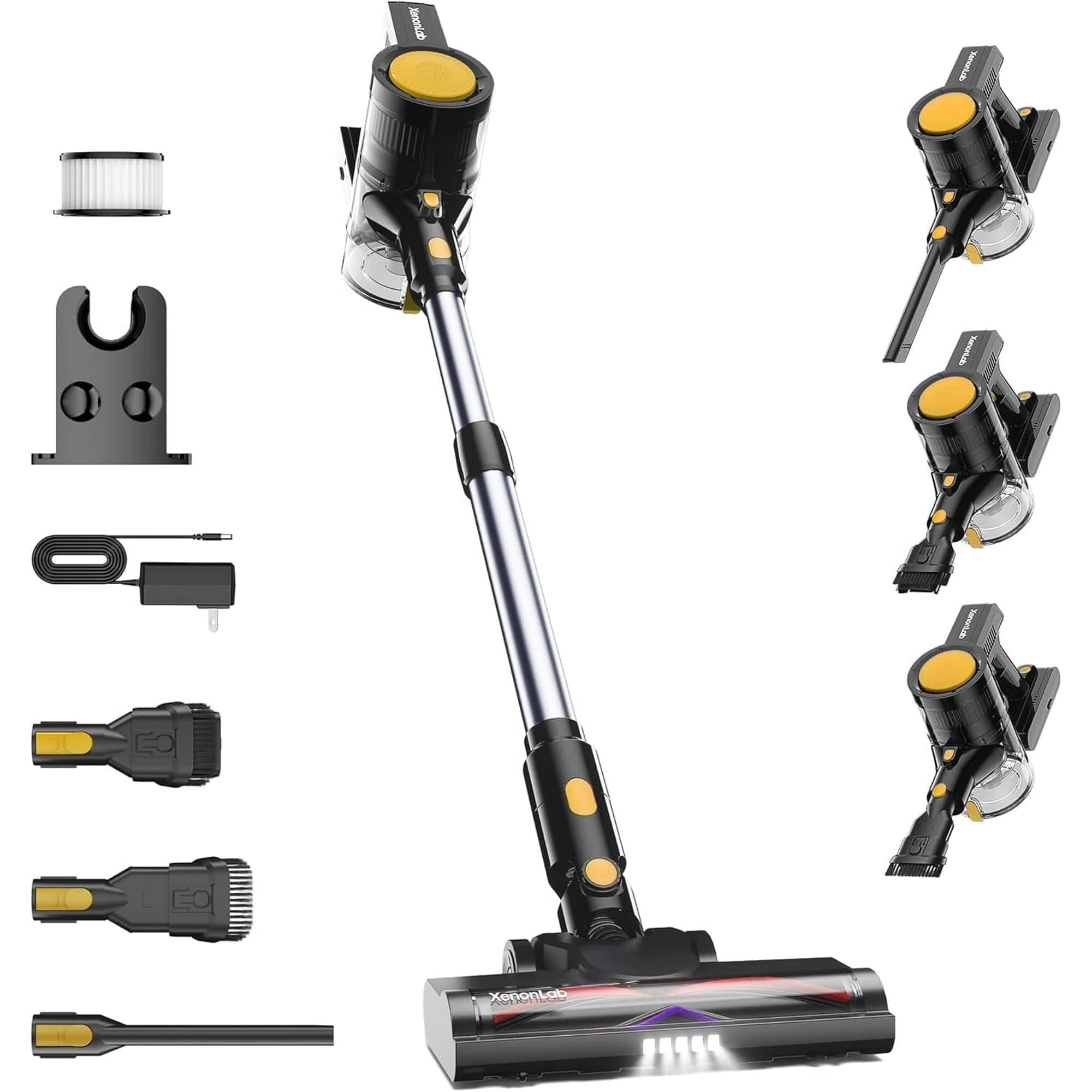Cordless Stick Vacuum Cleaner Rechargeable Stick Vacuum Lightweight Upright for Home Hardwood Floor,Yellow