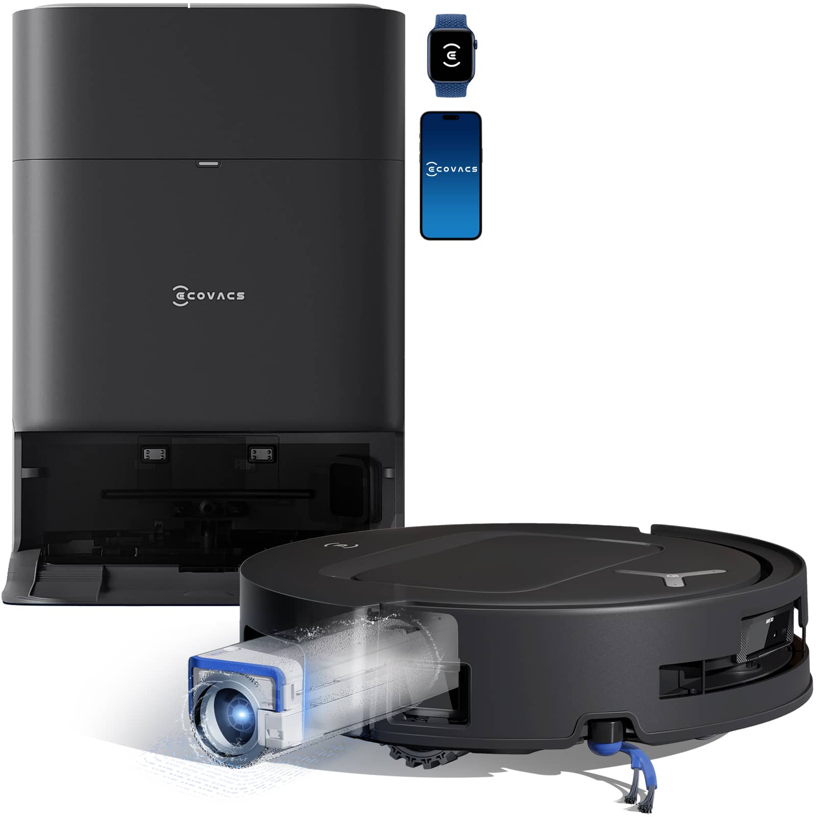DEEBOT T80 Omni Robot Vacuum and Mop, 18,000Pa, OZMO™ Roller Mop Instant Self-Cleaning, AI Navigation, All-in-1 Station