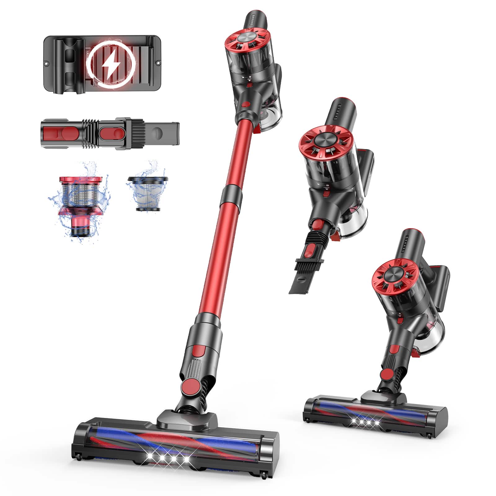 Cordless Stick Vacuum, 40 Mins Runtime, Lightweight Cleaner for Pet Hair, HardFloors, Carpet & Rug